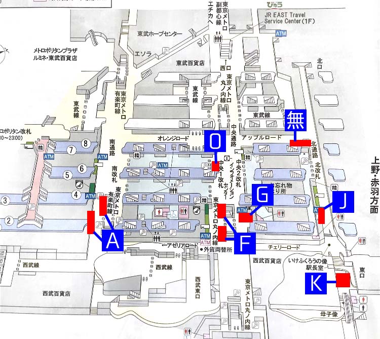 JR改札外コインロッカー地図